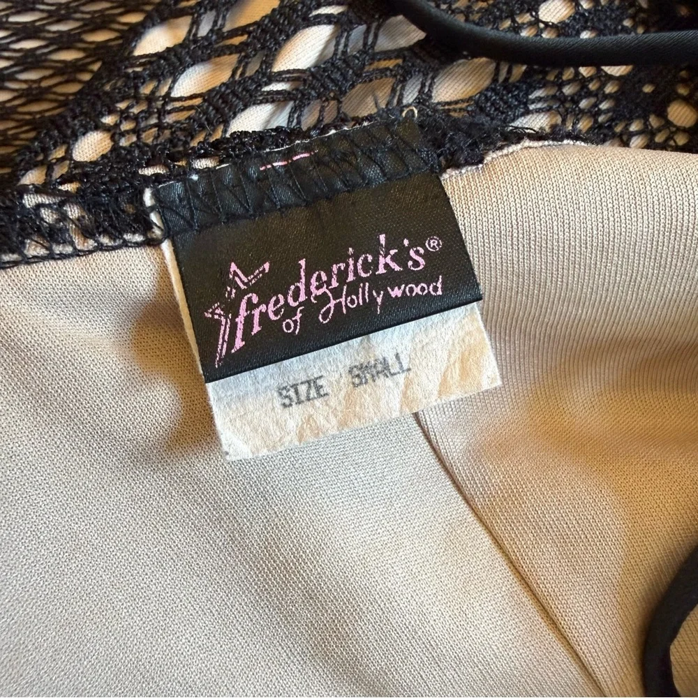 Vintage 90s/Y2K Fredericks of Hollywood Black Crochet Lace Fringed Maxi Dress - Picture 9 of 11